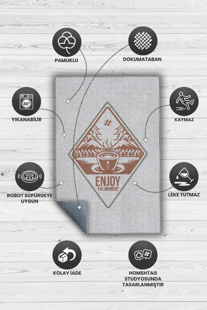 Andan Keyif Al Dekoratif HalıAndan Keyif Al Gri Renkli Mutfak Halısı Modern Geometrik Desenli Halı Dekoratif Dokulu Halı