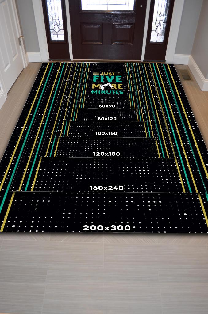 Beş Dakika Daha Siyah Oyuncu Halısı Gamerlara Özel Tasarım Halı Oyuncuya Hediye Halı