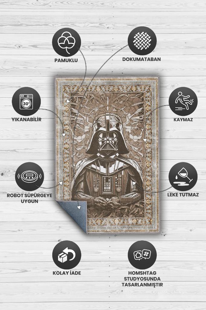 Boba Trooper Vader Rex Film Halısı Star Wars Temalı Film Halısı Bej Renk Star Wars Film Halı