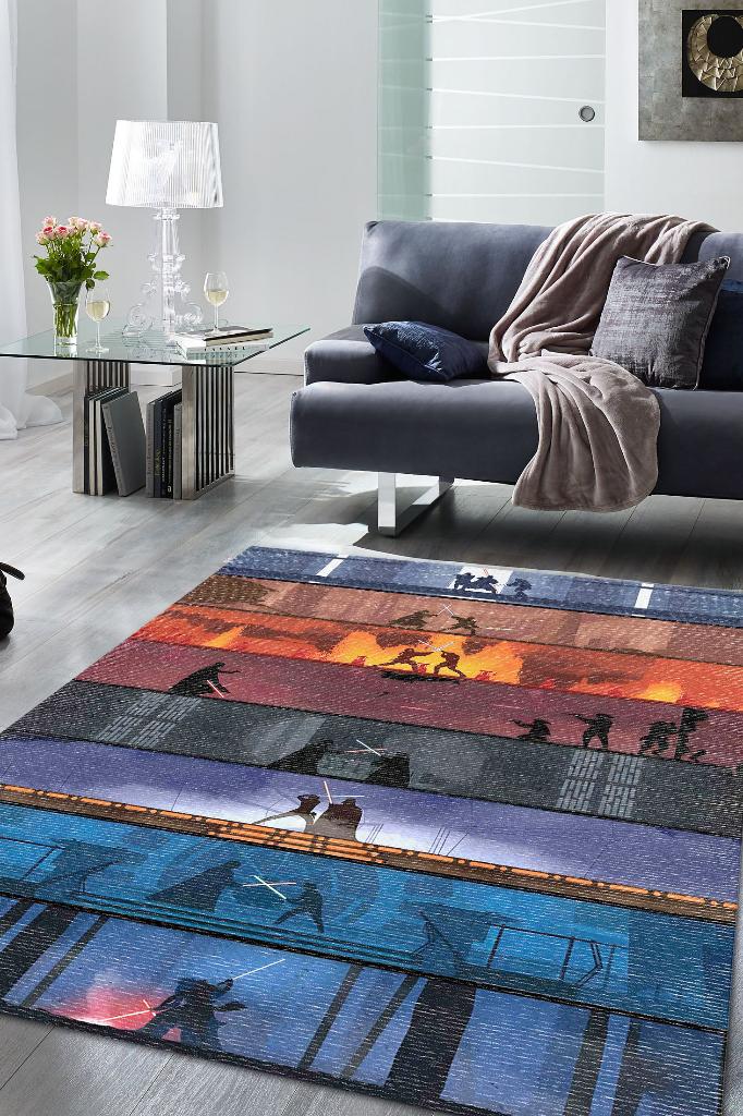 Bölümler Film Halısı Star Wars Temalı Film Halısı Çok Renkli Star Wars Filmi Halısı