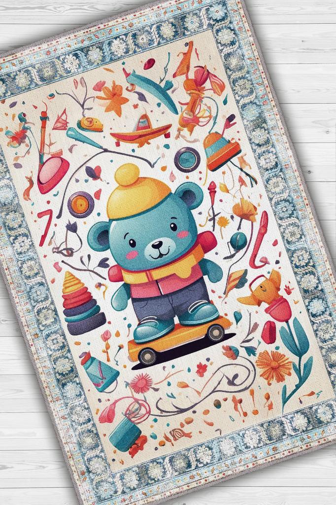 Çok Renkli Halı Dokulu Çocuk Odası Halısı Dokuma Rustik Çocuk Halısı Modern Temalı Halı