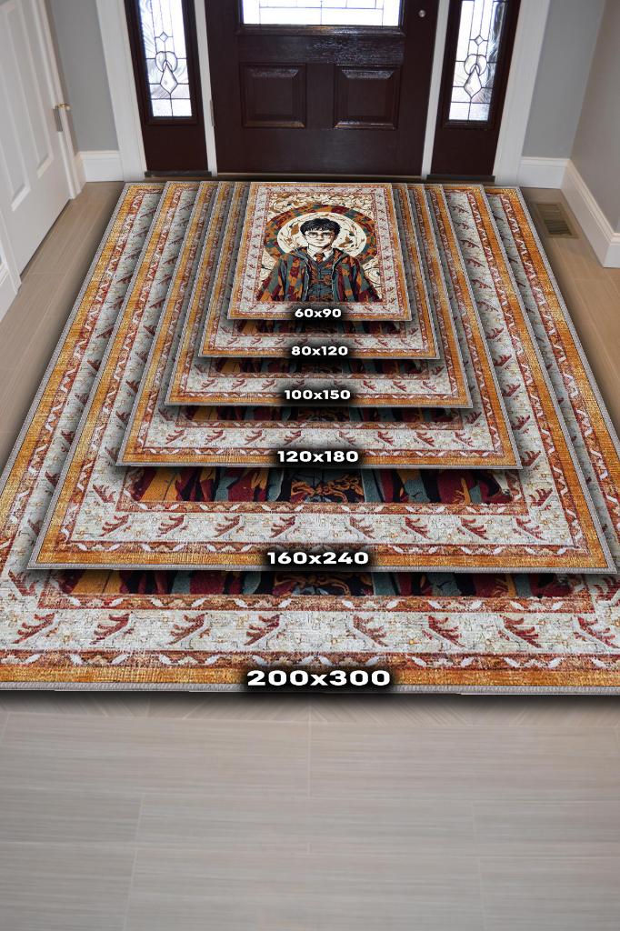 Pop Art Renkli Harry Potter Halısı Yıkanabilir Çocuk Odası Halısı Çok Renkli Halı Bohem Tarzı Potterhead Halısı