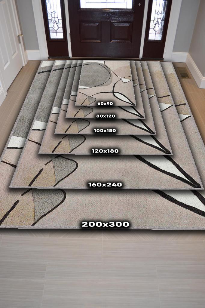 Gülümse Kahverengi Bej Renkli Halı Geometrik Oturma Odası Halısı Minimal Salon Halı