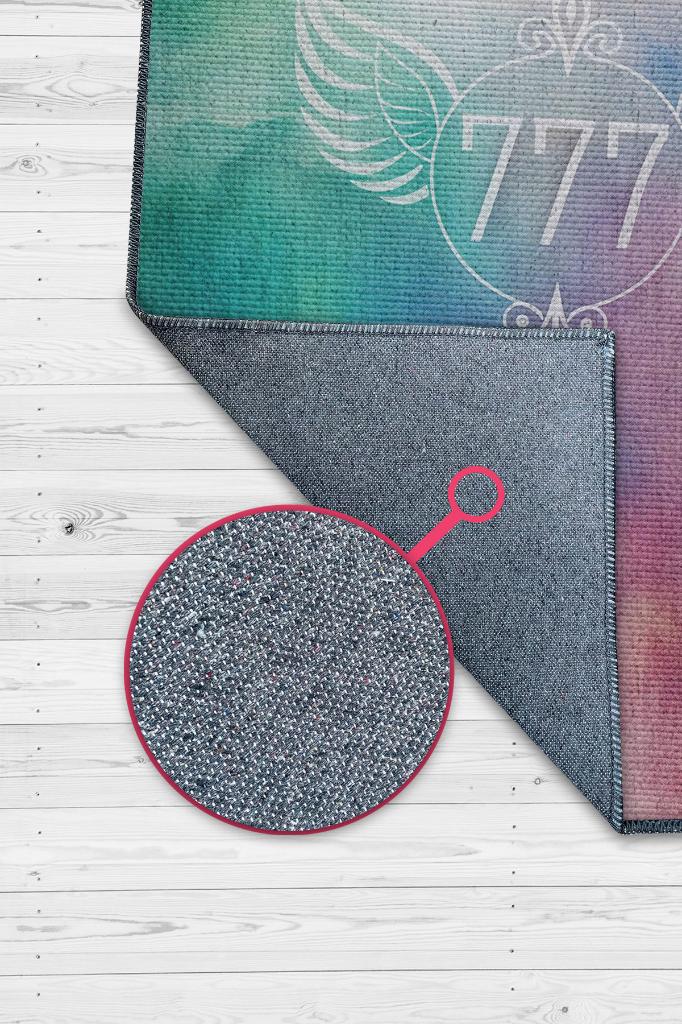 777 Temalı Çok Renkli Spiritüel Temalı Melek Habercisi Şans Getiren Sayı Sekansılı Halı