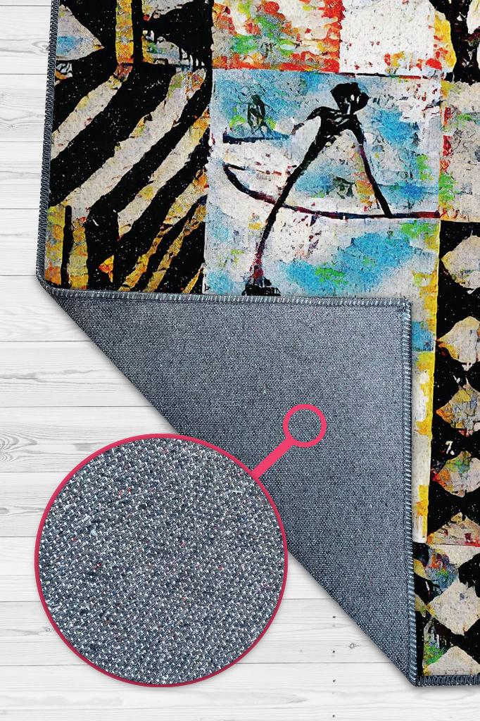 Afro Deco Geometrik Salon Halısı Etnik Desenli Halı Çok Renkli Oturma Odası Halısı