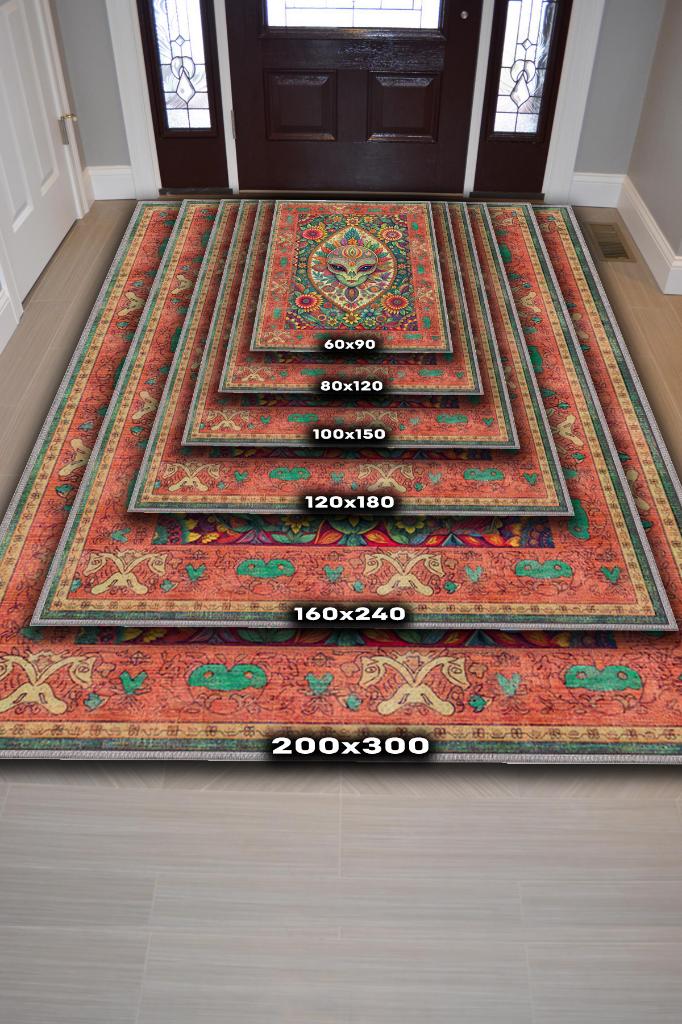 Ailen Figürlü Korku Temalı Uzaylı Salon Halısı Mor Renkli Oturma Odası Halı Konsept Halı