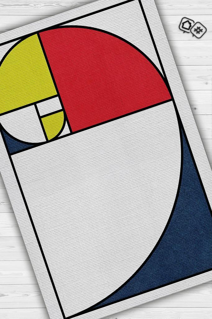 Altın Oran, Minimalist Oda Dekoru, Sanat Halısı, Geometrik Oturma Odası Halısı, Pamuklu Dokuma Tabanlı Yıkanabilir Dekoratif Salon Halısı