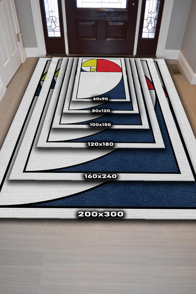 Altın Oran, Minimalist Oda Dekoru, Sanat Halısı, Geometrik Oturma Odası Halısı, Pamuklu Dokuma Tabanlı Yıkanabilir Dekoratif Salon Halısı