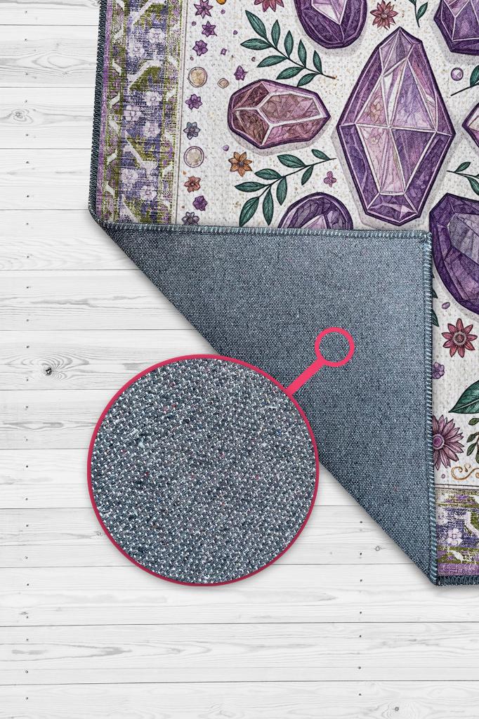 Ametist Taşı Halısı Mor Renkli Enerji Taşı Figürlü Halı Spiritüel Temalı Modern Halı