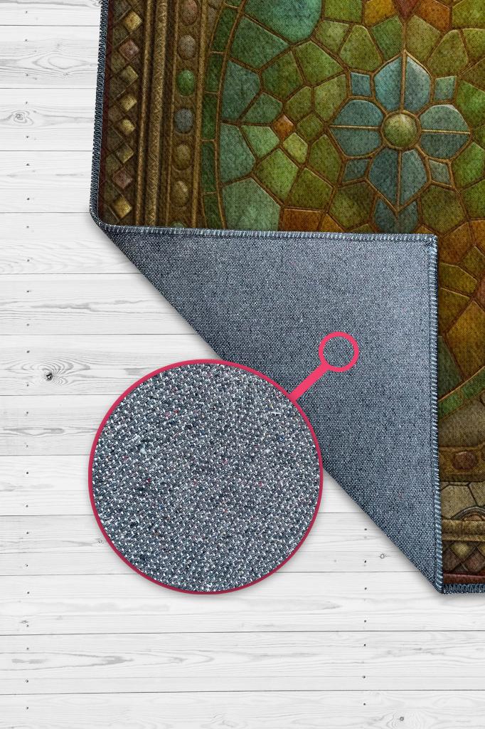 Ammolite Taşı Halısı Yeşil Renk Enerji Taşı Figürlü Halı Spiritüel Temalı Modern Halı