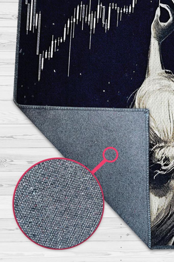 Anı Yakala Siyah Renkli Modern Ekonomist Halısı Baskı Sade Halı Figürlü Genç Odası Halısı