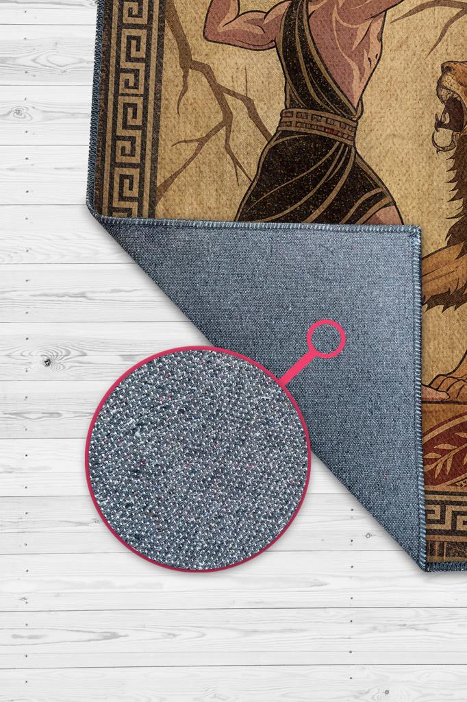 Art Deko Çok Renkli Herkül Temalı Sıcak Renkli Halı Herkül Desenli Halı Modern Halı