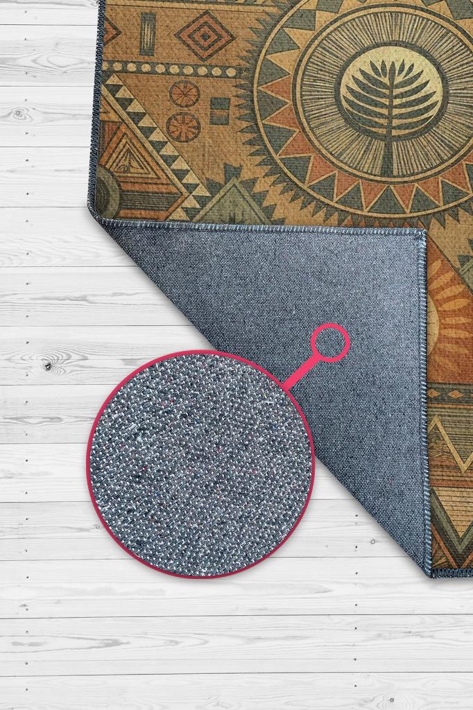 Art Deko Vintage Afrikalı Temalı Çok Renkli Etnik Halı Geometrik Desenli Afrika Halısı