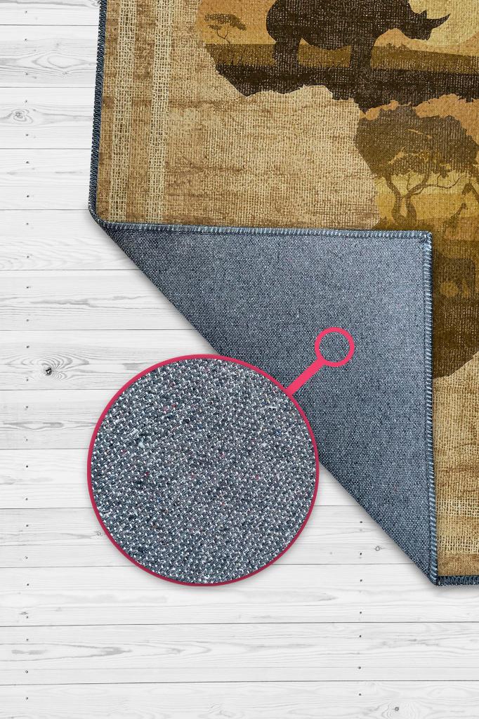 Art Deko Vintage Afrikalı Temalı Renkli Halı Etnik Afrika Haritası Desenli Halı Modern Halı