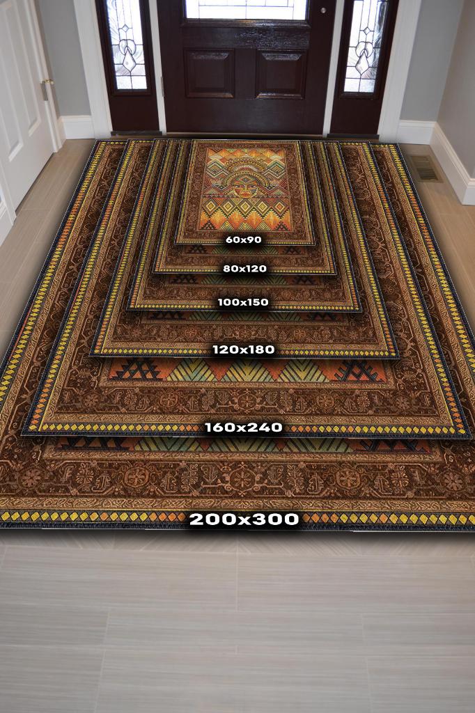 Art Deko Vintage Afrikalı Temalı Renkli Halı Etnik Afrikalı Kadın Geometrik Desenli Halı