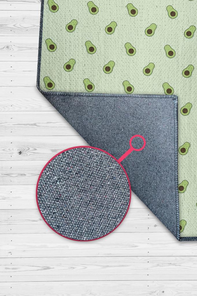 Avokado Desenli Yeşil Halı Minimal Salon Halısı Renkli Mutfak Halısı Tarz Oturma Odası Halı