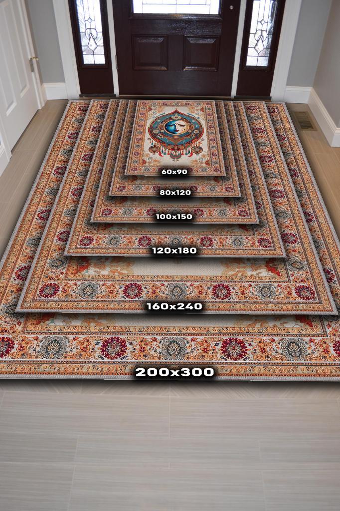 Ay Yüz Etnik Çok Renkli Salon Halısı Hippie Ev Dekoru İndie Oda Dekoru Oturma Odası Halısı