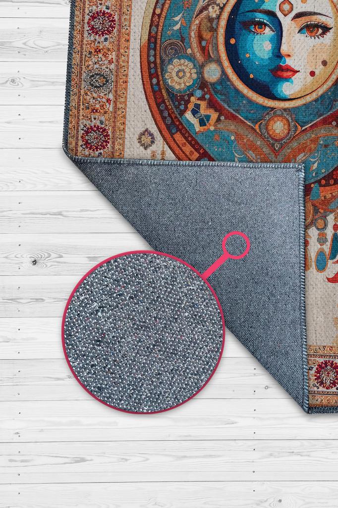Ay Yüz Etnik Çok Renkli Salon Halısı Hippie Ev Dekoru İndie Oda Dekoru Oturma Odası Halısı