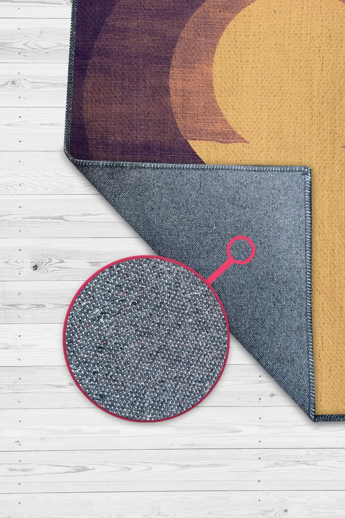 Bir Sahilin Güneşi Pamuklu Dokuma Tabanlı Yıkanabilir Kaymaz Ev Halısı