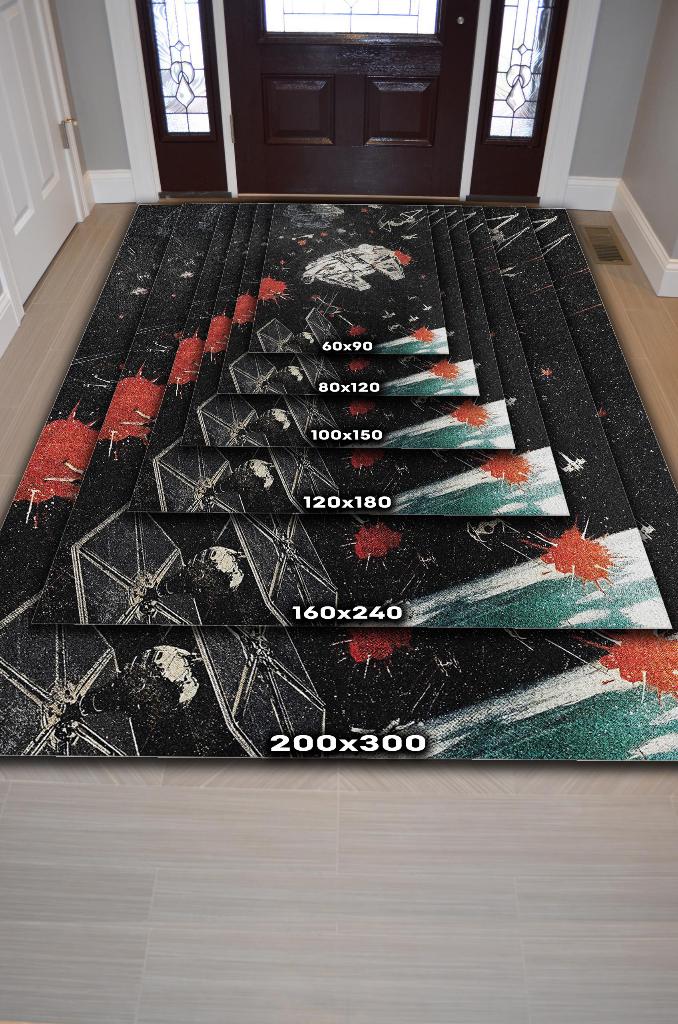 Carguero Ligero Film Halısı Star Wars Temalı Film Halısı Siyah Renk Star Wars Filmi Halısı