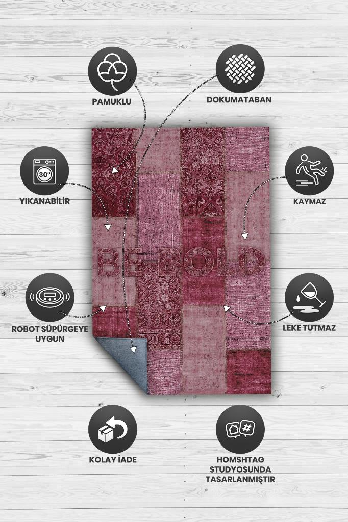 Cesur Ol Kırmızı Renkli Halı Geometrik Oturma Odası Halısı Modern Kare Desenli Salon Halısı