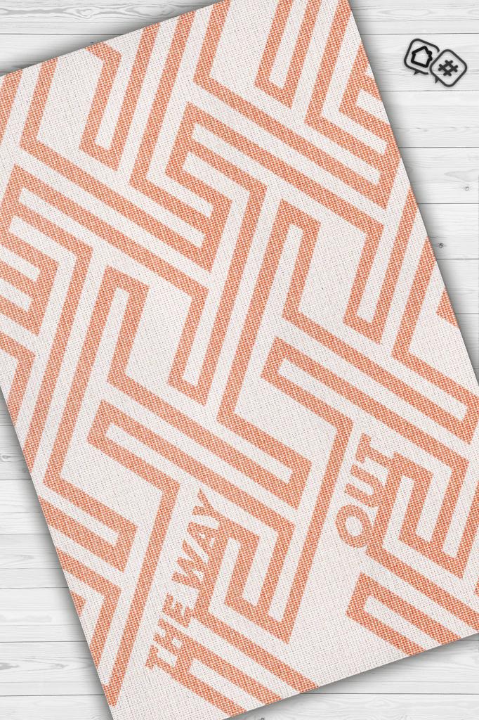 Çıkış Yolu Turuncu Renkli Halı Geometrik Oturma Odası Halısı Modern Salon Halı