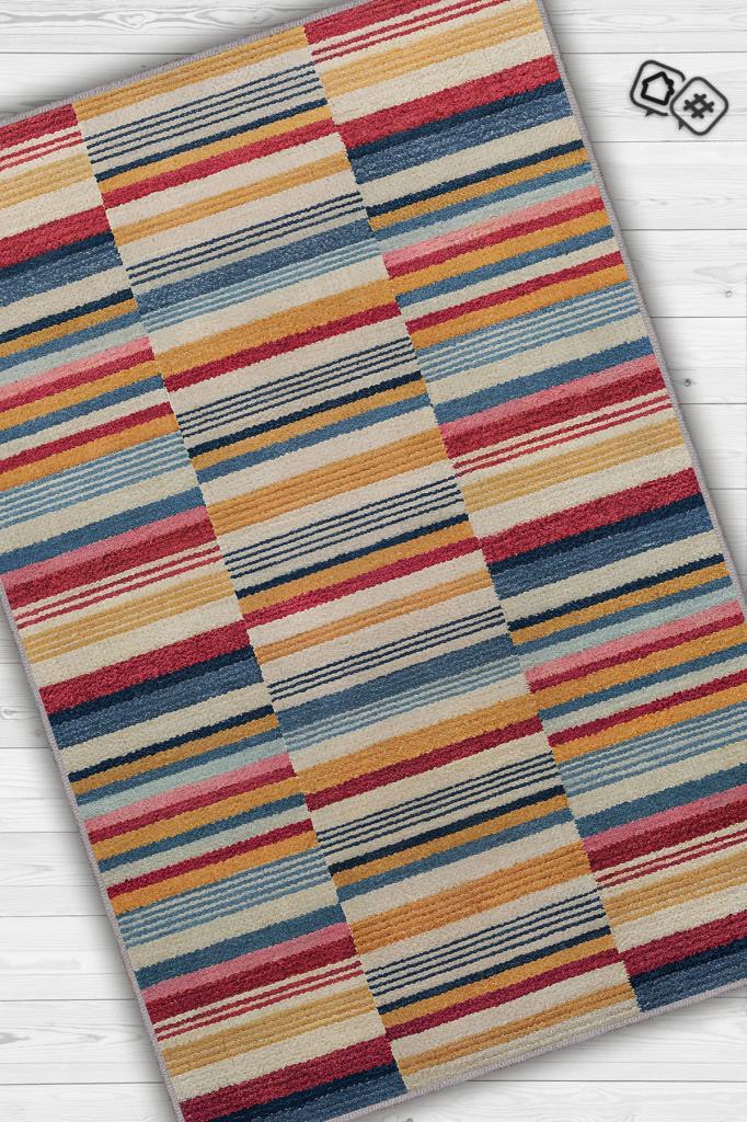 Çizili Çok Renkli Halı Mutfak Halısı Çizgili Oturma Odası Halısı Retro Tarzı Salon Halısı