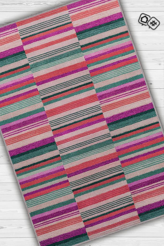 Çizili Çok Renkli Halı Mutfak Halısı Çizgili Oturma Odası Halısı Retro Tarzı Salon Halısı