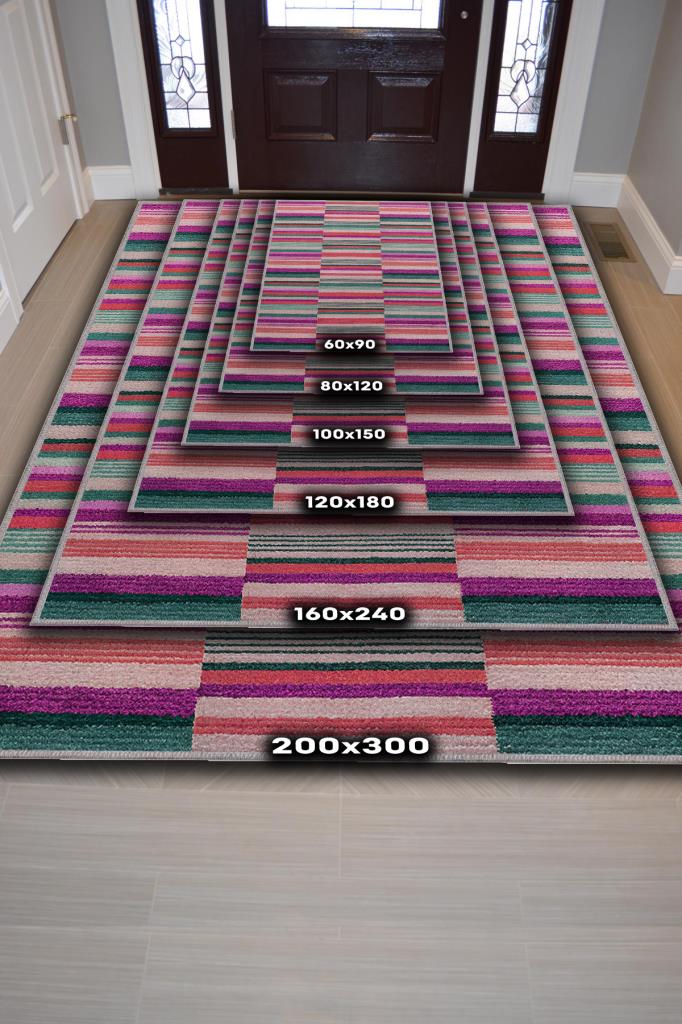 Çizili Çok Renkli Halı Mutfak Halısı Çizgili Oturma Odası Halısı Retro Tarzı Salon Halısı