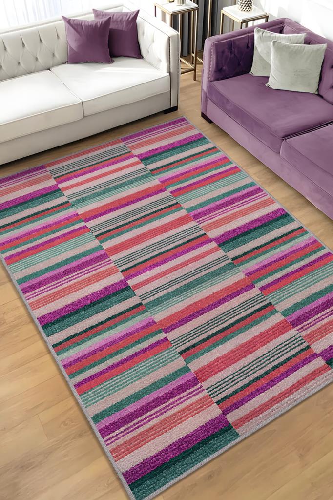 Çizili Çok Renkli Halı Mutfak Halısı Çizgili Oturma Odası Halısı Retro Tarzı Salon Halısı