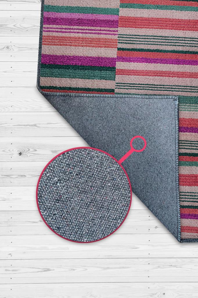 Çizili Çok Renkli Halı Mutfak Halısı Çizgili Oturma Odası Halısı Retro Tarzı Salon Halısı