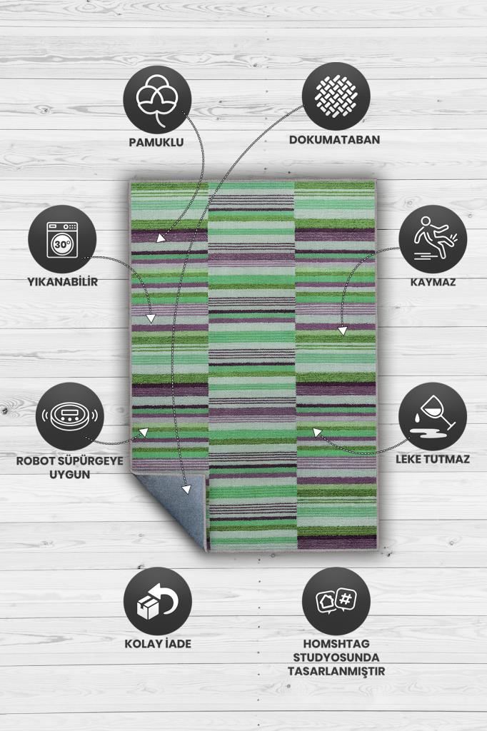 Çizili Çok Renkli Halı Mutfak Halısı Çizgili Oturma Odası Halısı Retro Tarzı Salon Halısı