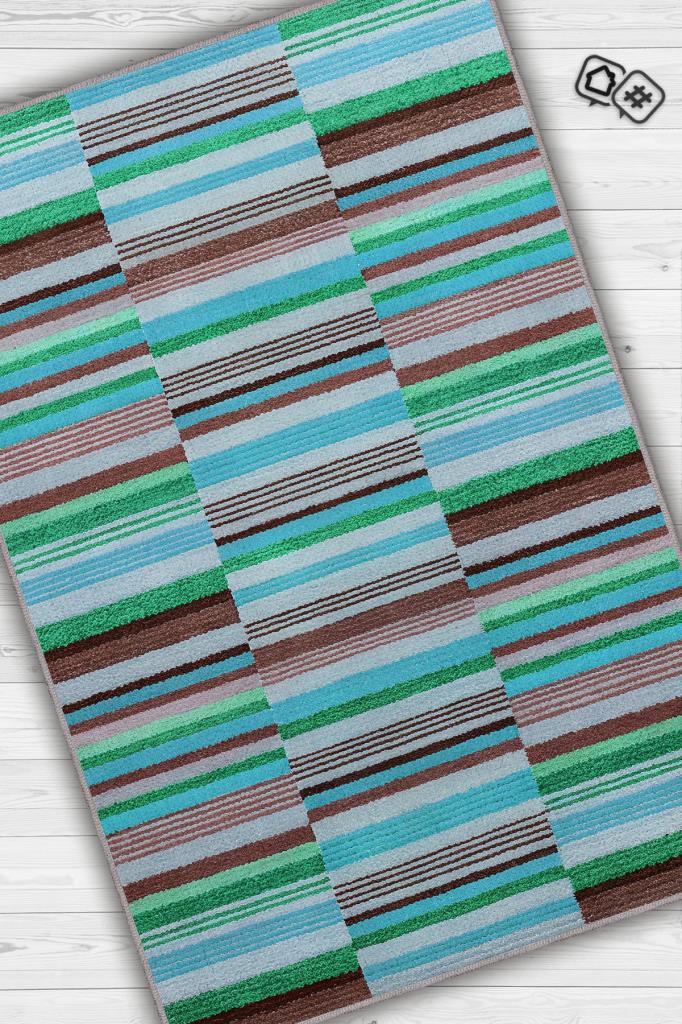 Çizili Mavi Renkli Halı Mutfak Halısı Çizgili Oturma Odası Halısı Retro Tarzı Salon Halısı