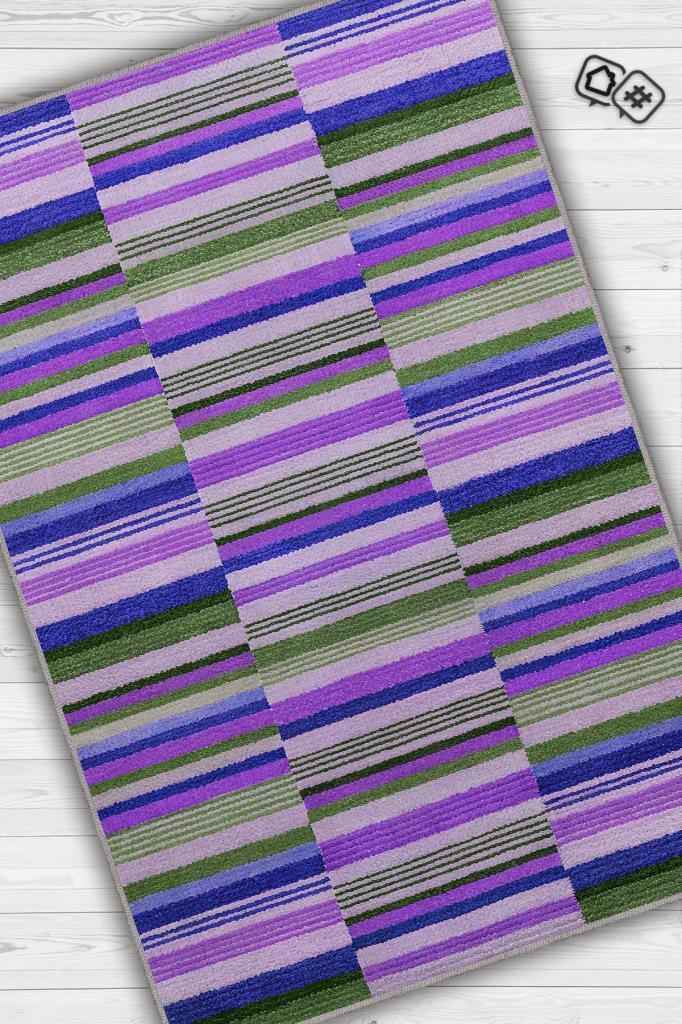 Çizili Mor Renkli Halı Mutfak Halısı Çizgili Oturma Odası Halısı Retro Tarzı Salon Halısı