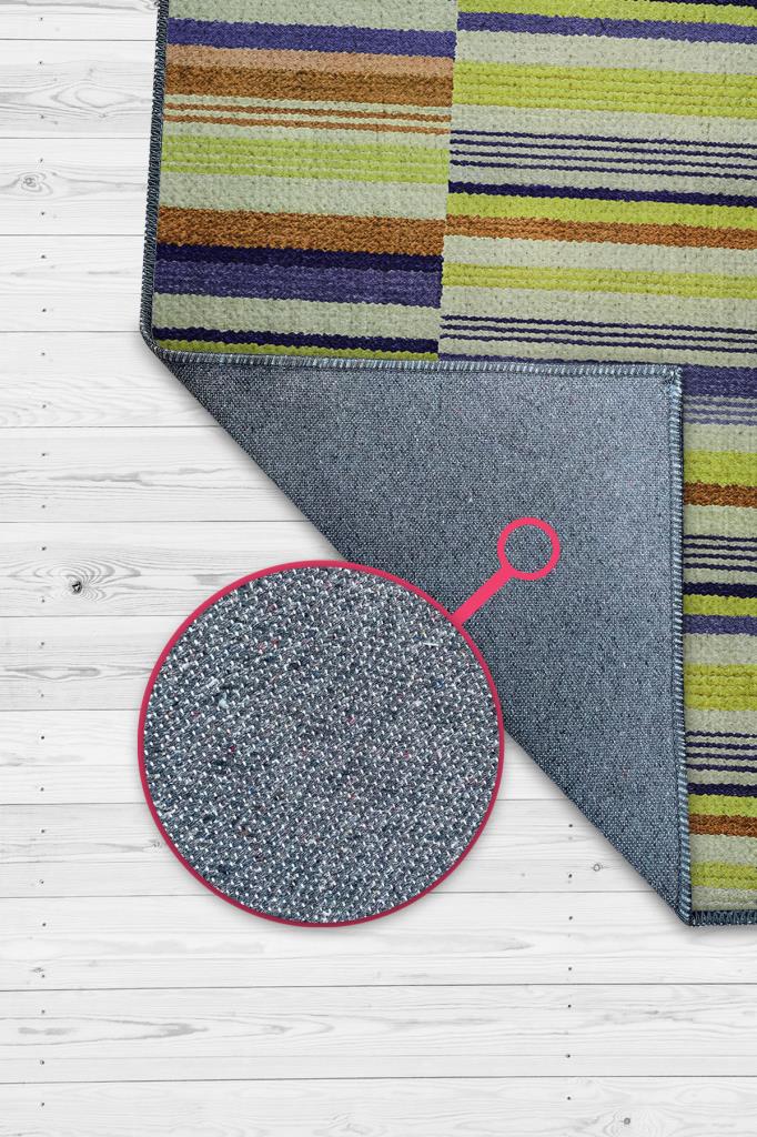 Çizili Yeşil Renkli Halı Mutfak Halısı Çizgili Oturma Odası Halısı Retro Tarzı Salon Halısı