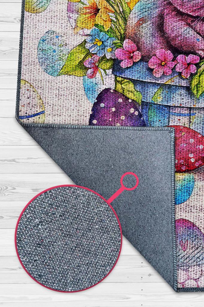 Çocuk Odası Halısı Modern Çok Renkli Çocuk Halısı Yumurta Tavşan Figürlü Çocuk Halısı