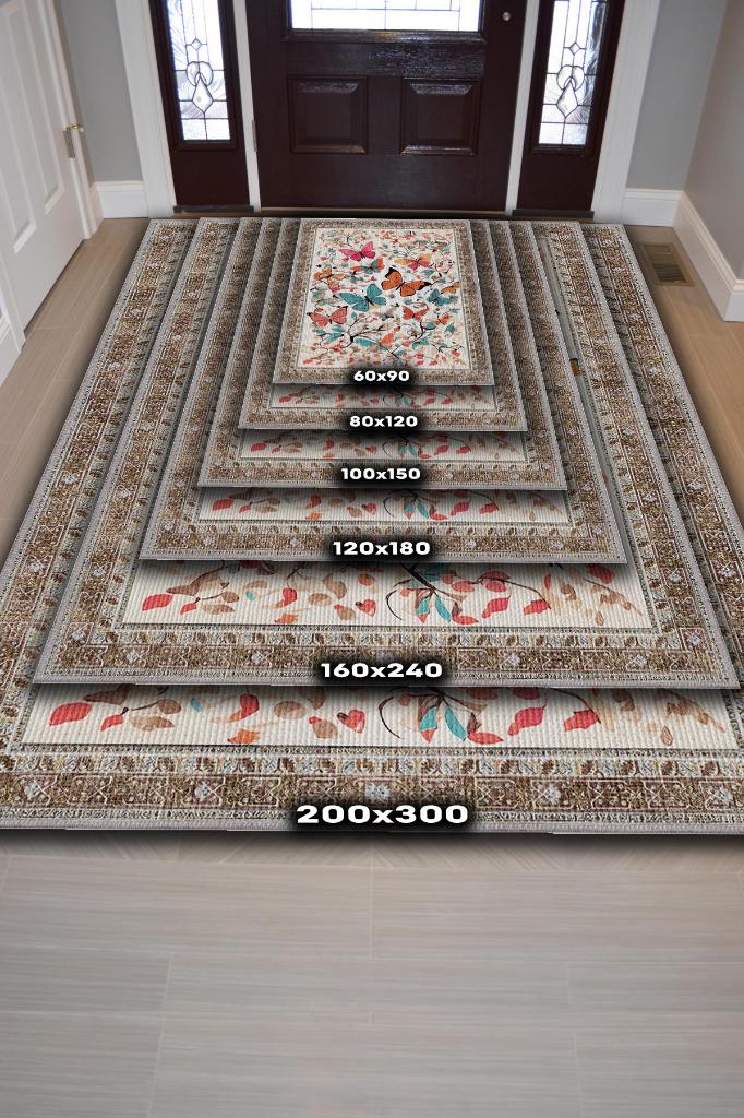 Çok Renkli Dokulu Çocuk Odası Halısı Dokuma Rustik Çocuk Halısı Kelebek Temalı Halı