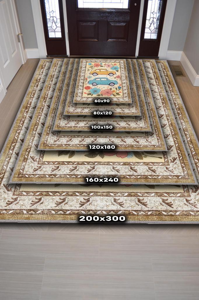 Çok Renkli Dokulu Çocuk Odası Halısı Dokuma Rustik Çocuk Halısı Modern Araba Temalı Halı