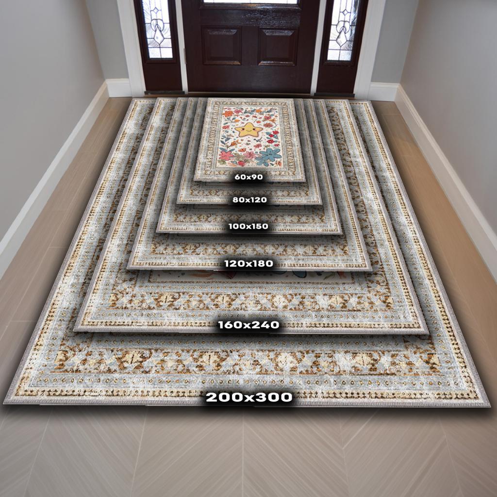 Çok Renkli Dokulu Çocuk Odası Halısı Dokuma Rustik Çocuk Halısı Yıldız Çiçek Temalı Halı