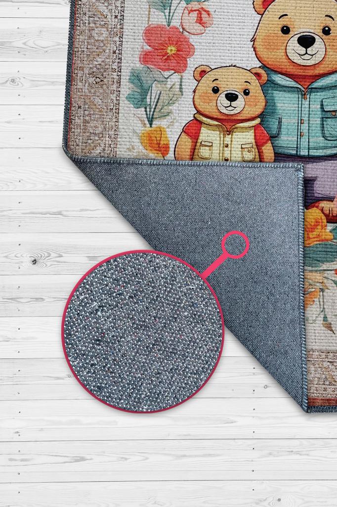 Çok Renkli Halı Dokulu Çocuk Odası Halısı Etnik Desenli Çocuk Halısı Çiçek Temalı Halı