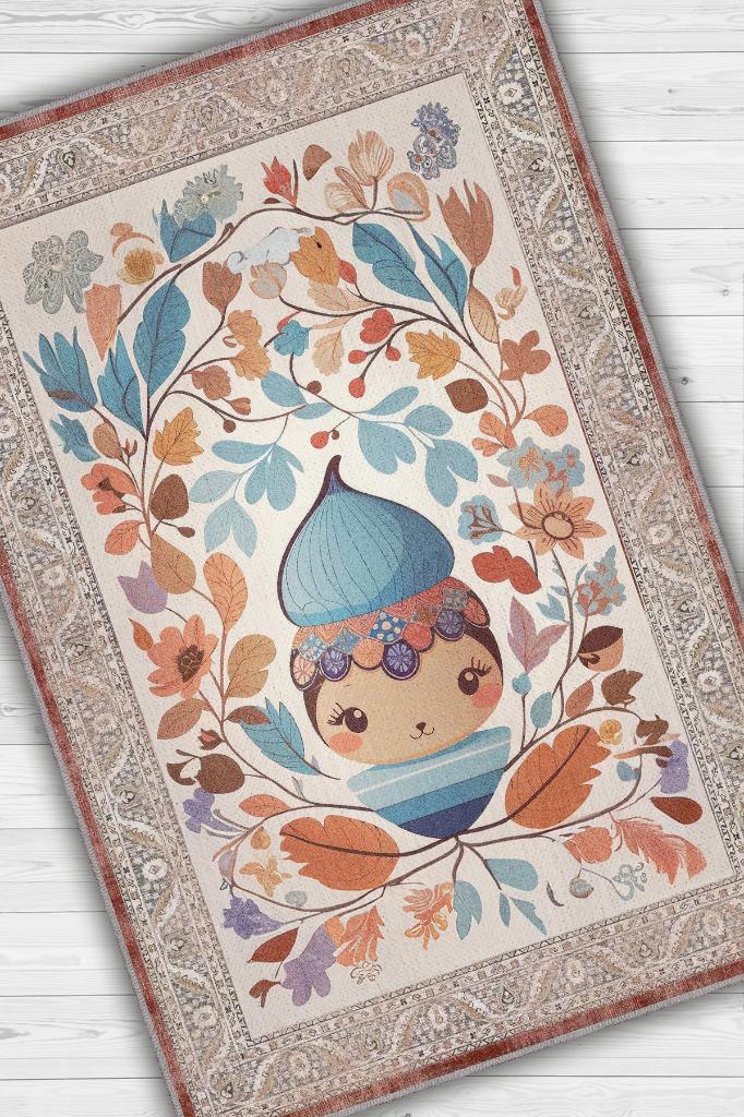 Çok Renkli Halı Yumuşak Dokulu Çocuk Odası Halısı Çiçekli Minimal Halı Çocuk Temalı Halı