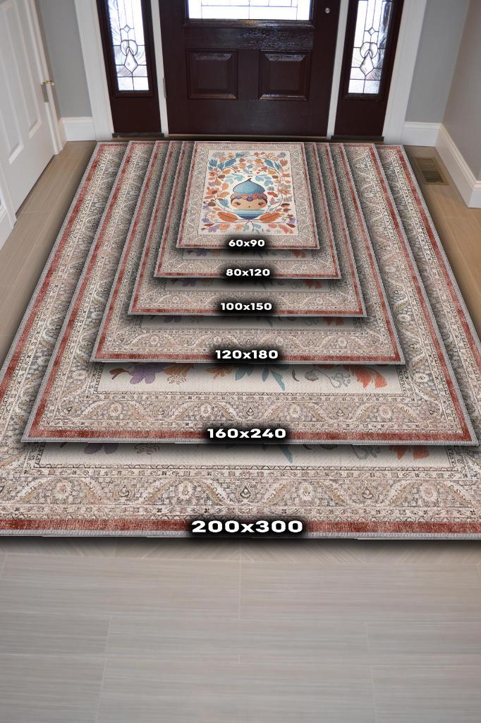 Çok Renkli Halı Yumuşak Dokulu Çocuk Odası Halısı Çiçekli Minimal Halı Çocuk Temalı Halı