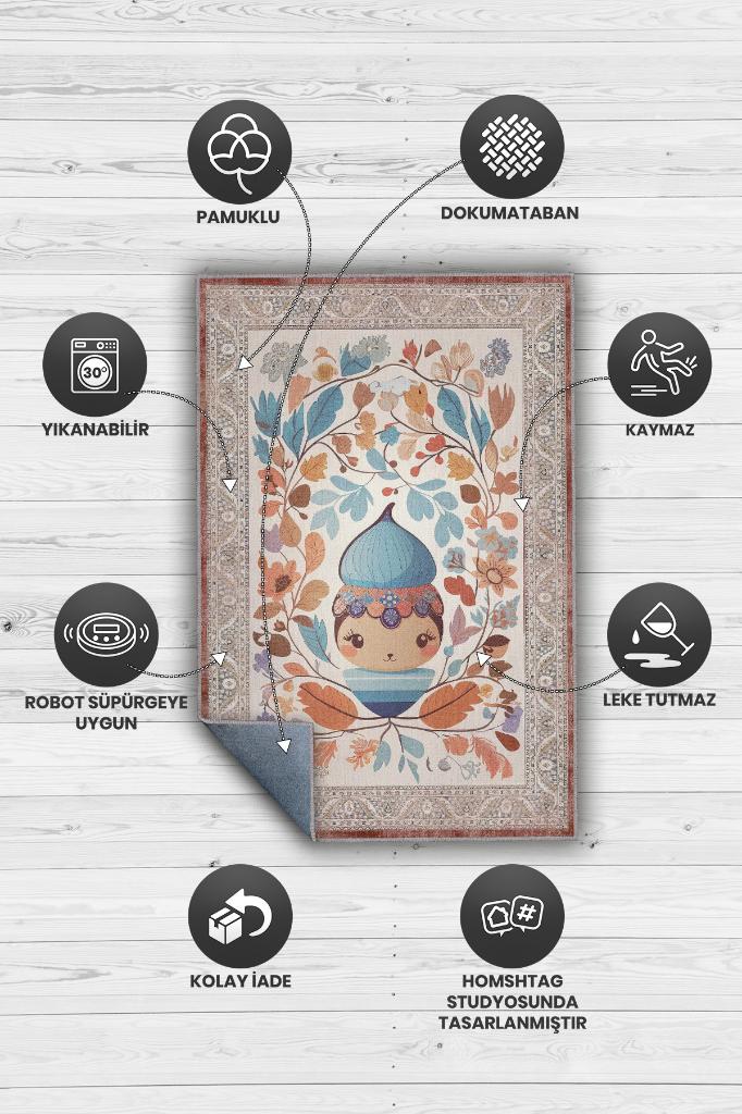 Çok Renkli Halı Yumuşak Dokulu Çocuk Odası Halısı Çiçekli Minimal Halı Çocuk Temalı Halı