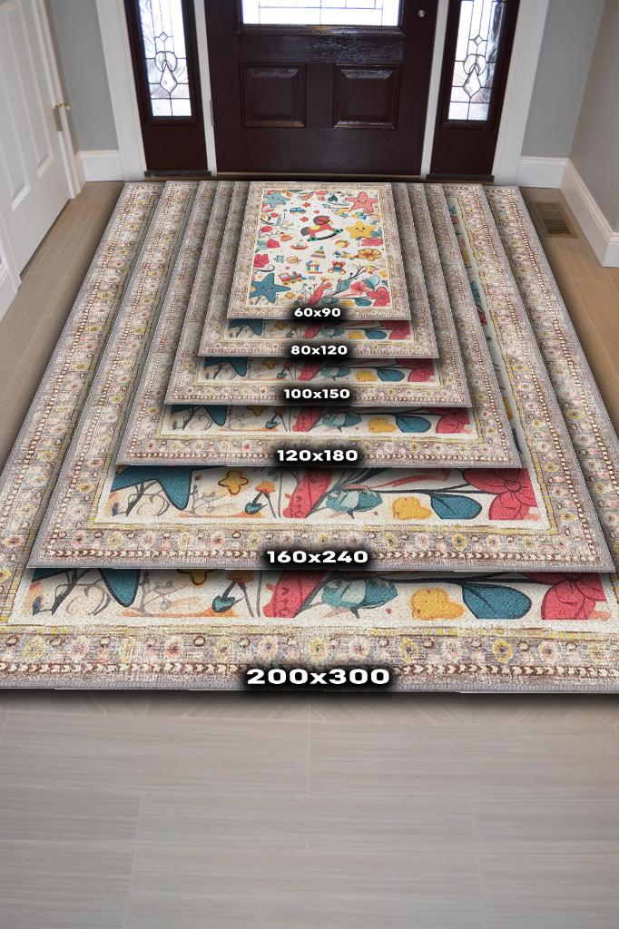 Çok Renkli Halı Yumuşak Dokulu Çocuk Odası Halısı Rustik Çocuk Halısı Çocuk Temalı Halı