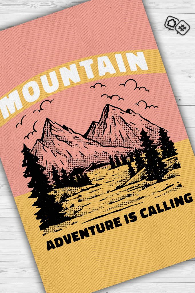 Dağ Seni Çağırıyor, Karavan Halısı, Macera Temalı Renkli Halı, Çadır Halısı, Kampçı Halısı, Seyahat Temalı Halı, Pamuklu Dokuma Tabanlı Yıkanabilir Dekoratif Halı