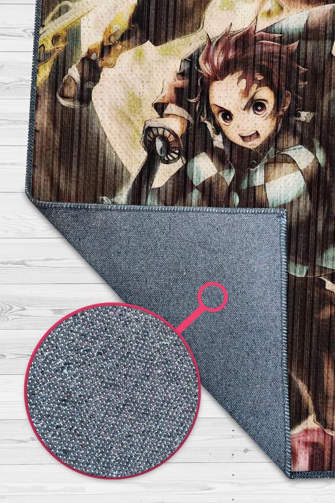 Demon Slayer Çok Renkli Halı Modern Anime Halısı Dokuma Taban Hediyelik Animse Sever Halı