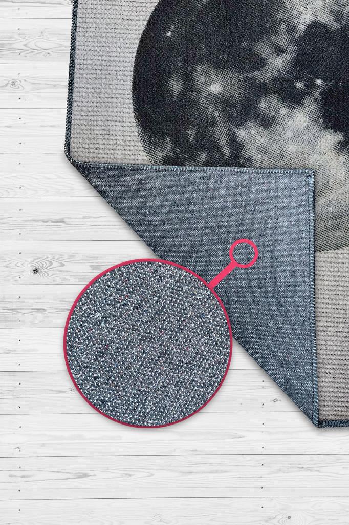 Dolunay Gri Renkli Halı Dokulu Salon Halısı Minimal Genç Odası Halısı Gökyüzü Temalı Halı