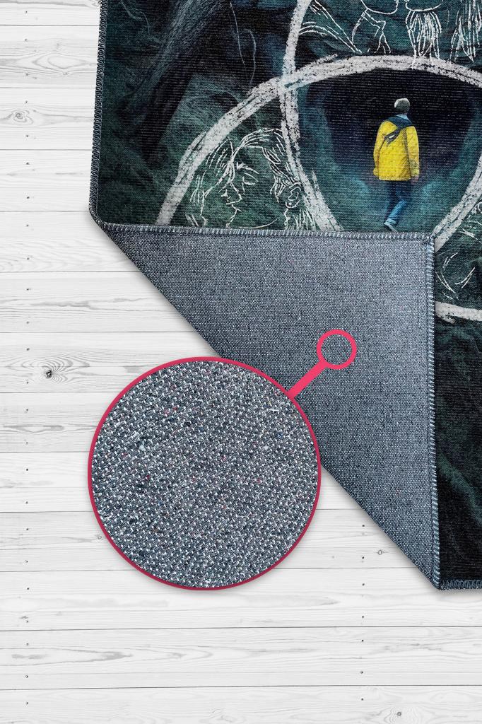 Döngü Desenli Halı Dark Film Halısı Siyah Sarı Film Halısı Modern Dokulu Dark Konsept Halı