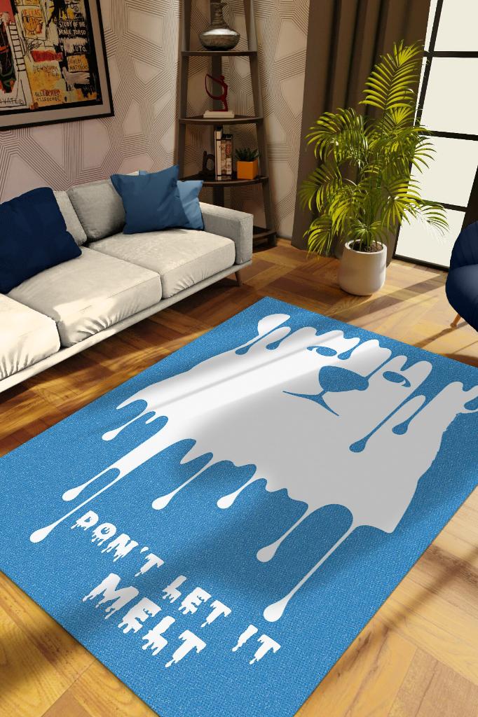 Erimeye İzin Verme Mavi Renkli Halı Bahçe Balkon Halısı Doğa Severlere Hediyelik Halı