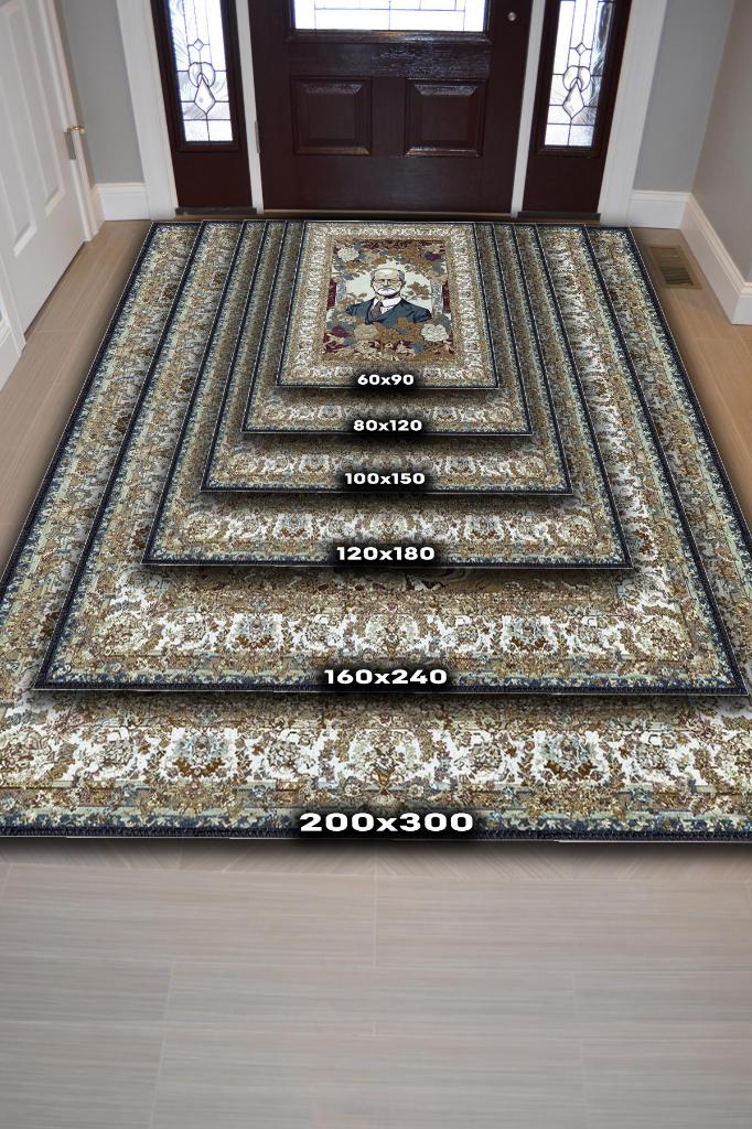 Freud ,Modern Çiçek Desenli Art Deco Vintage Halı,Çok Renkli Maksimalist Halı